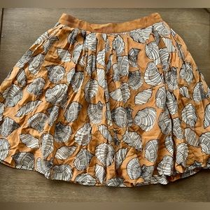 J.Crew pleated Silk Cotton Seashell print skirt. Size 6